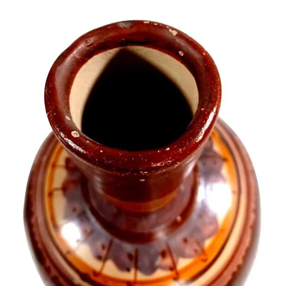 13.5" Vtg Southwest Mexican Folk Art Terracotta Clay Pottery Water Jug Vessel - Picture 4 of 5